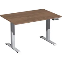 Geramöbel Schreibtisch Elevate Basic, elektrisch höhenverstellbar, 73-123cm (H), 120x80cm (BxT), rechteckig, nussbaum / silber 40389335438