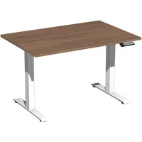 Geramöbel Schreibtisch Elevate Basic, elektrisch höhenverstellbar, 73-123cm (H), 120x80cm (BxT), rechteckig, nussbaum / weiß 4038933543918