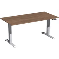 Geramöbel Schreibtisch Elevate Basic, elektrisch höhenverstellbar, 73-123cm (H), 160x80cm (BxT), rechteckig, nussbaum / silber 40389335440