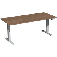 Geramöbel Schreibtisch Elevate Basic, elektrisch höhenverstellbar, 73-123cm (H), 180x80cm (BxT), rechteckig, nussbaum / silber 40389335442