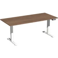 Geramöbel Schreibtisch Elevate Basic, elektrisch höhenverstellbar, 73-123cm (H), 180x80cm (BxT), rechteckig, nussbaum / weiß 4038933544274