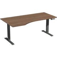 Geramöbel Schreibtisch Elevate Basic, elektrisch höhenverstellbar, 73-123cm (H), 180x100cm (BxT), Freiform, nussbaum / anthrazit 403893354