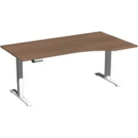 Geramöbel Schreibtisch Elevate Basic, elektrisch höhenverstellbar, 73-123cm (H), 180x100cm (BxT), Freiform, nussbaum / weiß 4038933544816