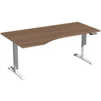 Geramöbel Schreibtisch Elevate Basic, elektrisch höhenverstellbar, 73-123cm (H), 180x100cm (BxT), Freiform, nussbaum / weiß 4038933544991