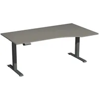 Geramöbel Schreibtisch Elevate Basic, elektrisch höhenverstellbar, 73-123cm (H), 180x100cm (BxT), Freiform, onyx / anthrazit 4038933544779