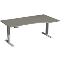 Geramöbel Schreibtisch Elevate Basic, elektrisch höhenverstellbar, 73-123cm (H), 180x100cm (BxT), Freiform, onyx / silber 4038933544762 Ge