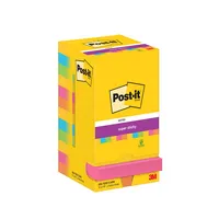 Post-it Haftnotizen 654-12SS-CARN, Super Sticky Notes Carnival Collection, 76x76mm, ultragelb/paradiseblau/limonengrün/powerpink/vitalor 12 Stück