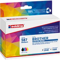 edding Tintenpatrone Kompatibel mit Brother LC-3219XL schwarz, cyan, magenta, gelb