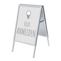 Showdown Displays Kundenstopper Hier anmelden ZPA1G32MEI253, Din A1, Din A1, mit Vordruck-Poster, silber 8596052146152 Showdown Displays