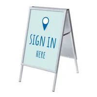 Showdown Displays Kundenstopper Sign In Here ZPA1G32MEI255, Din A1, Din A1, mit Vordruck-Poster, silber 8596052146176 Showdown Displays