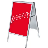 Showdown Displays Kundenstopper Willkommen ZPA1G32MEI302, Din A1, Din A1, mit Vordruck-Poster, silber 8596052146640 Showdown Displays