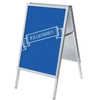 Showdown Displays Kundenstopper Willkommen ZPA1G32MEI298, Din A1, Din A1, mit Vordruck-Poster, silber 8596052146602 Showdown Displays
