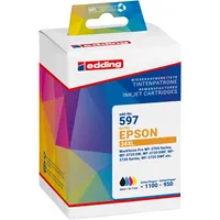 Edding Druckerpatrone EDD-597 18-597-01 (kompatibel mit Epson), schwarz/cyan/magenta/gelb, ca. 1100 Seiten schwarz/ca. 3x950 Seiten far 4 Stück
