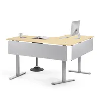 Soennecken Schreibtisch FLEX MODUL, elektrisch höhenverstellbar, 60,5-125,5cm (H), 180/140x80cm (BxT), Freiform, ahorn / silber 40039691621