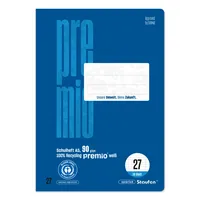 Staufen Schulheft 040780027 PREMIO, Lineatur 27 / liniert mit Rand innen/außen / keine, A5, 90g, blau, 16 Blatt / 32 Seiten 900193983403