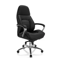 HJH Office GmbH Chefsessel BRENTON XXL, schwarz / silber, mit Armlehnen, bis 160kg, mit Kopfstütze 4064323020028 HJH Office GmbH