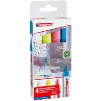 Edding  Glasboardmarker 95, 4-95-4-1, weiß, gelb, pink, hellblau, 1,5-3mm Rundspitze 4057305072351 Edding 4 Stück