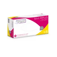 Bingold Einweghandschuhe Nitril 35PLUS, Nitril, lebensmittelecht, weiß, Größe S, 4004034634305 Bingold 100 Stück