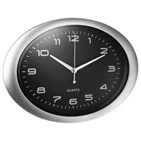 Alco  Wanduhr 186-11, silber/schwarz, 40cm, oval, analog 4007735186111 Alco
