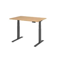 Hammerbacher Sitz-Steh-Schreibtisch Basic, elektrisch höhenverstellbar, 64-129cm (H), 120x80cm (BxT), rechteckig, eiche / graphit 40320621857