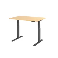 Hammerbacher Sitz-Steh-Schreibtisch Basic, elektrisch höhenverstellbar, 64-129cm (H), 120x80cm (BxT), rechteckig, ahorn / graphit 40320621857