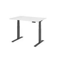 Hammerbacher Sitz-Steh-Schreibtisch Basic, elektrisch höhenverstellbar, 64-129cm (H), 120x80cm (BxT), rechteckig, weiß / graphit 403206218577