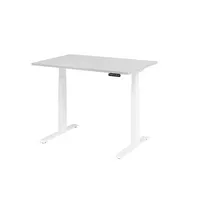 Hammerbacher Sitz-Steh-Schreibtisch Basic, elektrisch höhenverstellbar, 64-129cm (H), 120x80cm (BxT), rechteckig, grau / weiß 4032062191057 H