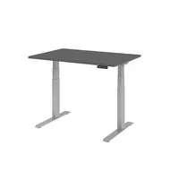 Hammerbacher Sitz-Steh-Schreibtisch Basic, elektrisch höhenverstellbar, 64-129cm (H), 120x80cm (BxT), rechteckig, graphit / silber 4032062323