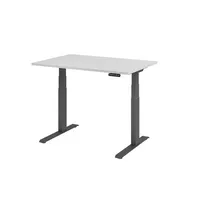 Hammerbacher Sitz-Steh-Schreibtisch Basic, elektrisch höhenverstellbar, 64-129cm (H), 120x80cm (BxT), rechteckig, grau / graphit 403206218573