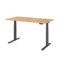 Hammerbacher Sitz-Steh-Schreibtisch Basic, elektrisch höhenverstellbar, 64-129cm (H), 160x80cm (BxT), rechteckig, eiche / graphit 40320621858 2 Stück