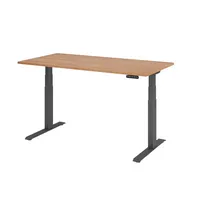 Hammerbacher Sitz-Steh-Schreibtisch Basic, elektrisch höhenverstellbar, 64-129cm (H), 160x80cm (BxT), rechteckig, nussbaum / graphit 40320621 2 Stück