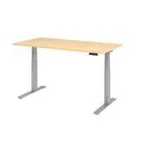 Hammerbacher Sitz-Steh-Schreibtisch Basic, elektrisch höhenverstellbar, 64-129cm (H), 160x80cm (BxT), rechteckig, ahorn / silber 403206218258 2 Stück
