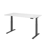 Hammerbacher Sitz-Steh-Schreibtisch Basic, elektrisch höhenverstellbar, 64-129cm (H), 160x80cm (BxT), rechteckig, weiß / graphit 403206218584 2 Stück