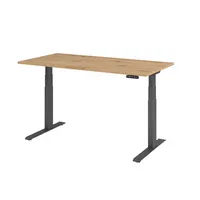 Hammerbacher Sitz-Steh-Schreibtisch Basic, elektrisch höhenverstellbar, 64-129cm (H), 160x80cm (BxT), rechteckig, asteiche / graphit 40320621 2 Stück
