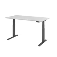Hammerbacher Sitz-Steh-Schreibtisch Basic, elektrisch höhenverstellbar, 64-129cm (H), 160x80cm (BxT), rechteckig, grau / graphit 403206218580 2 Stück