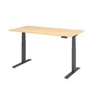 Hammerbacher Sitz-Steh-Schreibtisch Basic, elektrisch höhenverstellbar, 64-129cm (H), 160x80cm (BxT), rechteckig, ahorn / graphit 40320621857 2 Stück