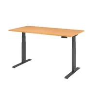 Hammerbacher Sitz-Steh-Schreibtisch Basic, elektrisch höhenverstellbar, 64-129cm (H), 160x80cm (BxT), rechteckig, buche / graphit 40320621858 2 Stück