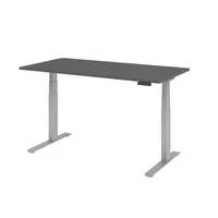 Hammerbacher Sitz-Steh-Schreibtisch Basic, elektrisch höhenverstellbar, 64-129cm (H), 160x80cm (BxT), rechteckig, graphit / silber 4032062323 2 Stück