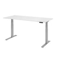 Hammerbacher Sitz-Steh-Schreibtisch Basic, elektrisch höhenverstellbar, 64-129cm (H), 180x80cm (BxT), rechteckig, weiß / silber 4032062182727 2 Stück