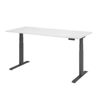 Hammerbacher Sitz-Steh-Schreibtisch Basic, elektrisch höhenverstellbar, 64-129cm (H), 180x80cm (BxT), rechteckig, weiß / graphit 403206218591 2 Stück