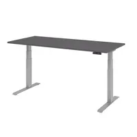 Hammerbacher Sitz-Steh-Schreibtisch Basic, elektrisch höhenverstellbar, 64-129cm (H), 180x80cm (BxT), rechteckig, graphit / silber 4032062323 2 Stück