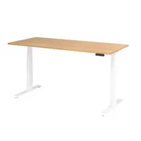 Hammerbacher Sitz-Steh-Schreibtisch Basic, elektrisch höhenverstellbar, 64-129cm (H), 180x80cm (BxT), rechteckig, eiche / weiß 4032062191255  2 Stück