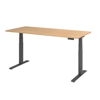 Hammerbacher Sitz-Steh-Schreibtisch Basic, elektrisch höhenverstellbar, 64-129cm (H), 180x80cm (BxT), rechteckig, eiche / graphit 40320621858 2 Stück