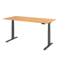 Hammerbacher Sitz-Steh-Schreibtisch Basic, elektrisch höhenverstellbar, 64-129cm (H), 180x80cm (BxT), rechteckig, buche / graphit 40320621858 2 Stück