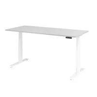 Hammerbacher Sitz-Steh-Schreibtisch Basic, elektrisch höhenverstellbar, 64-129cm (H), 180x80cm (BxT), rechteckig, grau / weiß 4032062191231 H 2 Stück