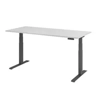 Hammerbacher Sitz-Steh-Schreibtisch Basic, elektrisch höhenverstellbar, 64-129cm (H), 180x80cm (BxT), rechteckig, grau / graphit 403206218587 2 Stück