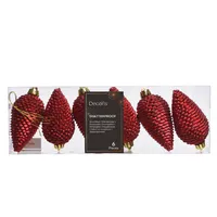 Bruchfeste Weihnachts-Tannenzapfen Rot mit Glitter ø 45 cm - Kunststoff