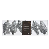 Bruchfeste Weihnachts-Tannenzapfen Silber mit Glitter ø 45 cm - Kunststoff