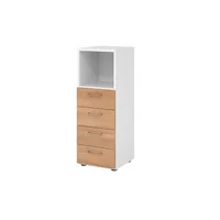 Hammerbacher Regalschrank V9 Advanced V934S4/W/N/BS, nein, 3 OH, nussbaum/weiß, 40x110x41,7cm (BxHxT) 4032062324905 Hammerbacher