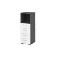 Hammerbacher Regalschrank V9 Advanced V934S4/G/W/BS, nein, 3 OH, weiß/graphit, 40x110x41,7cm (BxHxT) 4032062308882 Hammerbacher